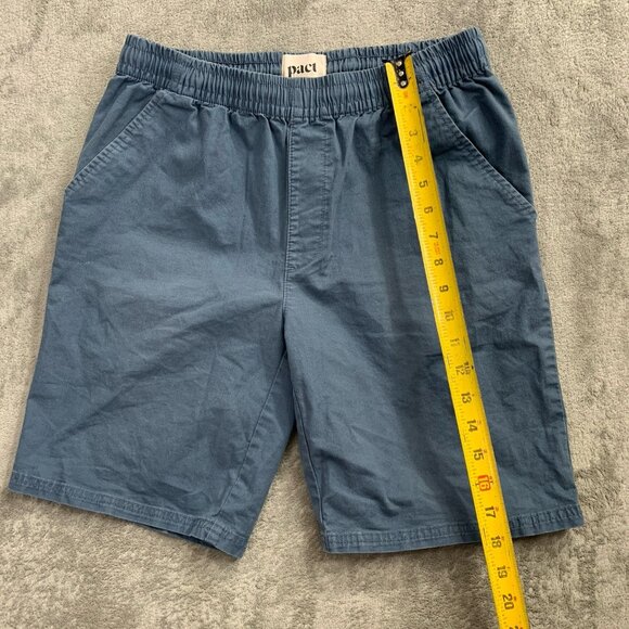 Pact Short Men Medium Blue Stretch Waist Organic Cotton Drawstring Casual Preppy - Picture 2 of 9